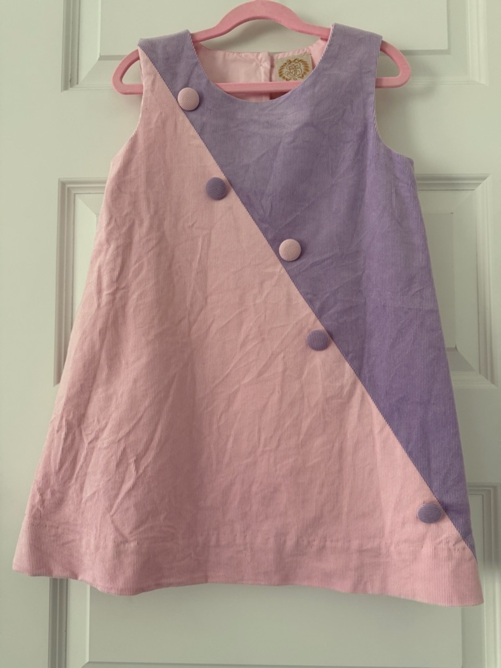 TBBC Blake Button Dress Size 8 Lauderdale Lavendar & Palm Beach Pink Corduroy